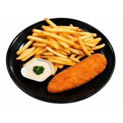 7. Fish and chips (vyprážané filé z hoka v trojobale), hranolky, tatarská omáčka