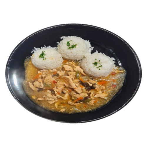 3. Kuracie na čínsky spôsob, dusená ryža