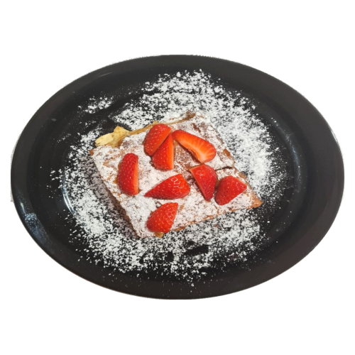 3. Zapekané palacinky s tvarohom a čučoriedkami, práškový cukor